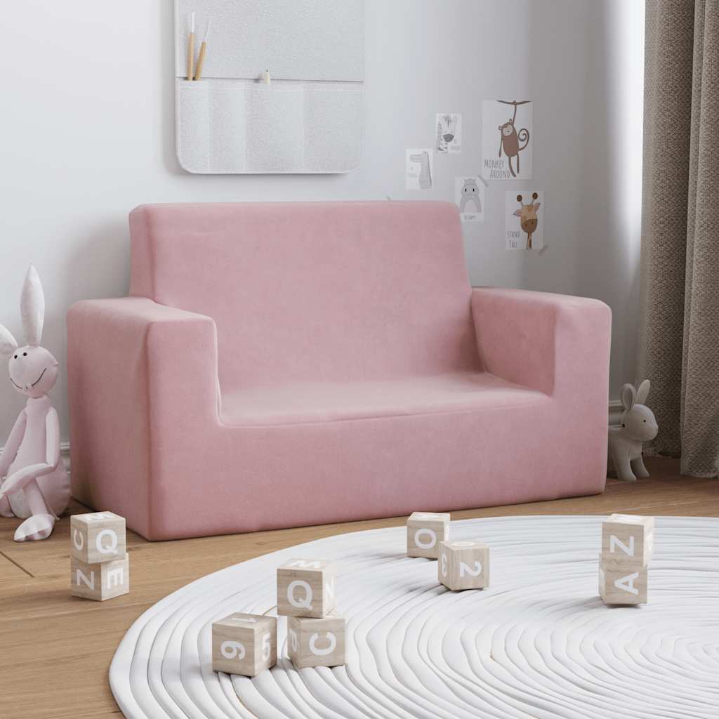 Canapé-lit,Canapé Convertible Pour Enfants 2 Places Rose Peluche Douce Cfw53104 91635870