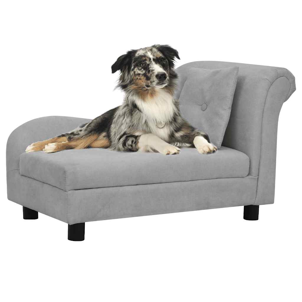 Sofa dla psa, z poduszką, szara, 83x44x44 cm, pluszowa vidaXL