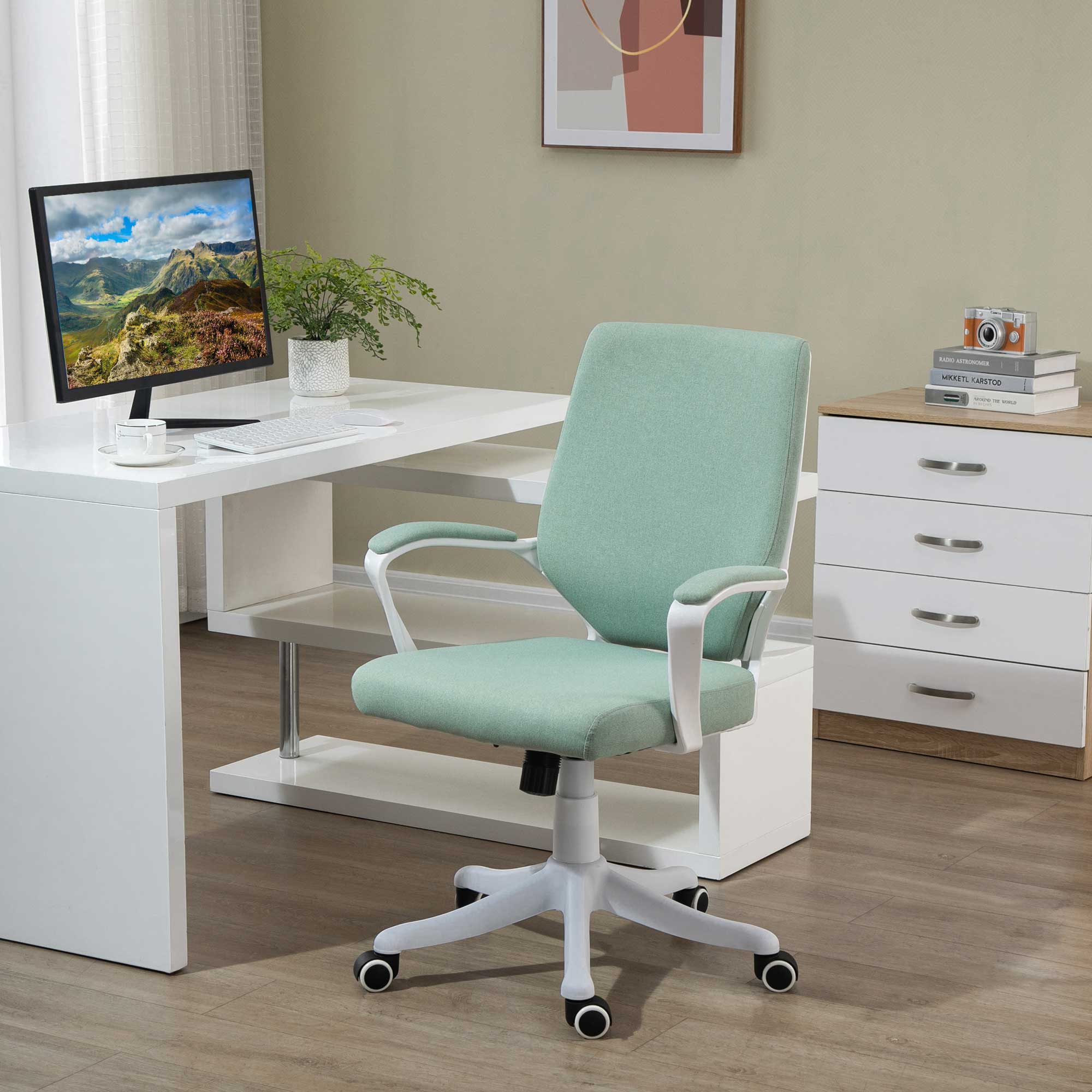 Chaise bureau ergonomique bascule rembourrée acier verte | Leroy Merlin
