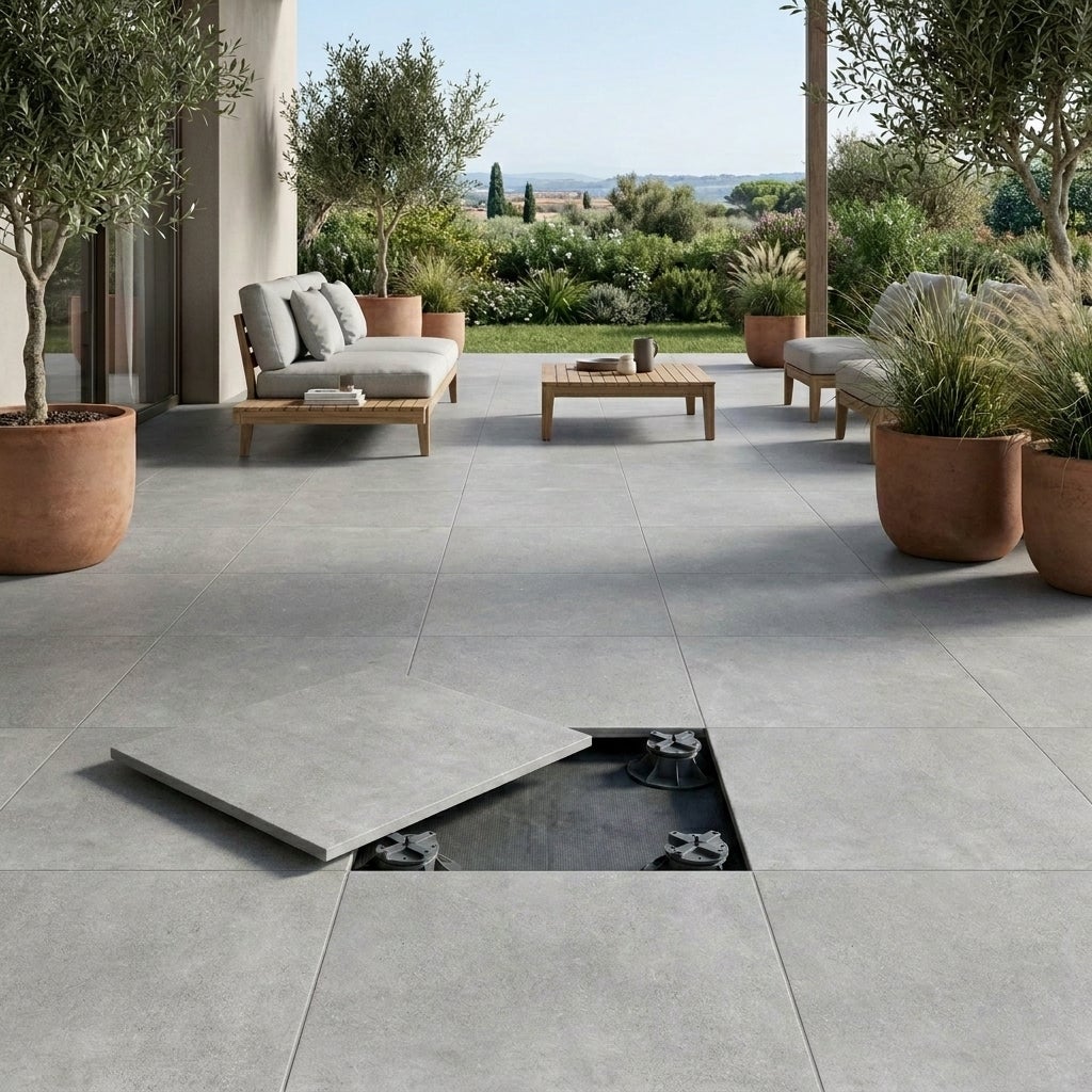 Dalle extérieur sur plots Link 2.0 perle R11 60x60 cm - Réflex Boutique - 3