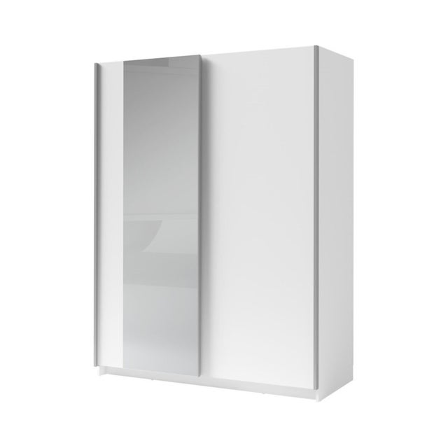 Armoire GOZU 151 cm avec 2 portes coulissantes et miroir – Blanc