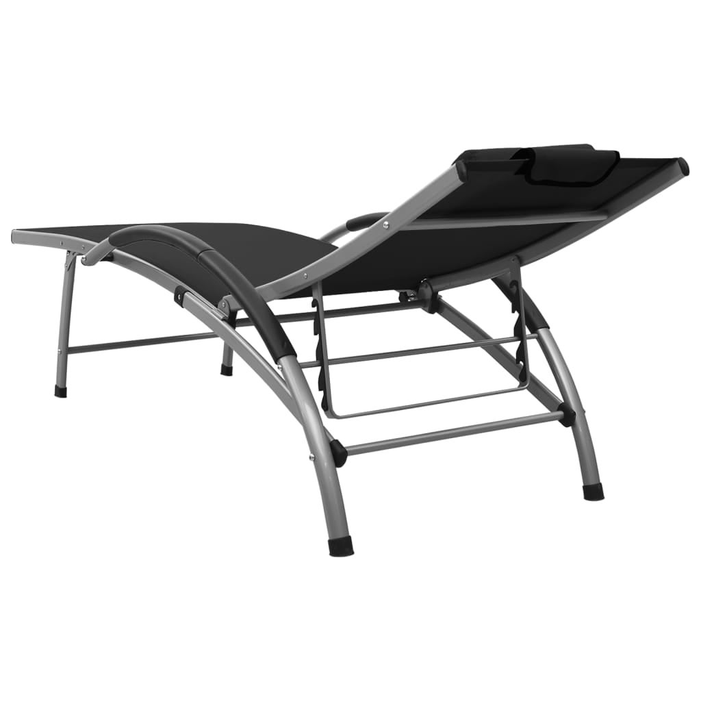 Chaise longue Textilène et aluminium Noir 2 - 5