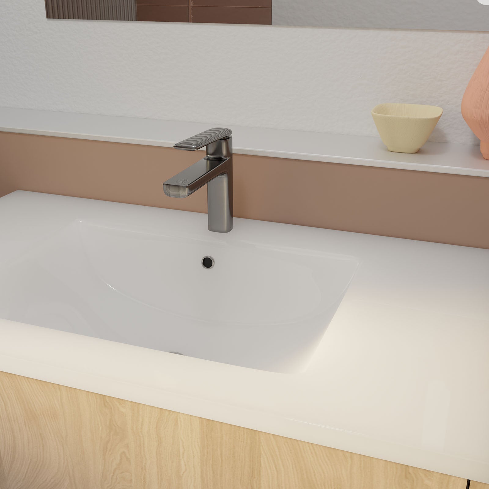 Pack Meuble Salle de Bains 80 cm Chêne Clair, 3 tiroirs avec Vasque Céramique - XENOS - 8