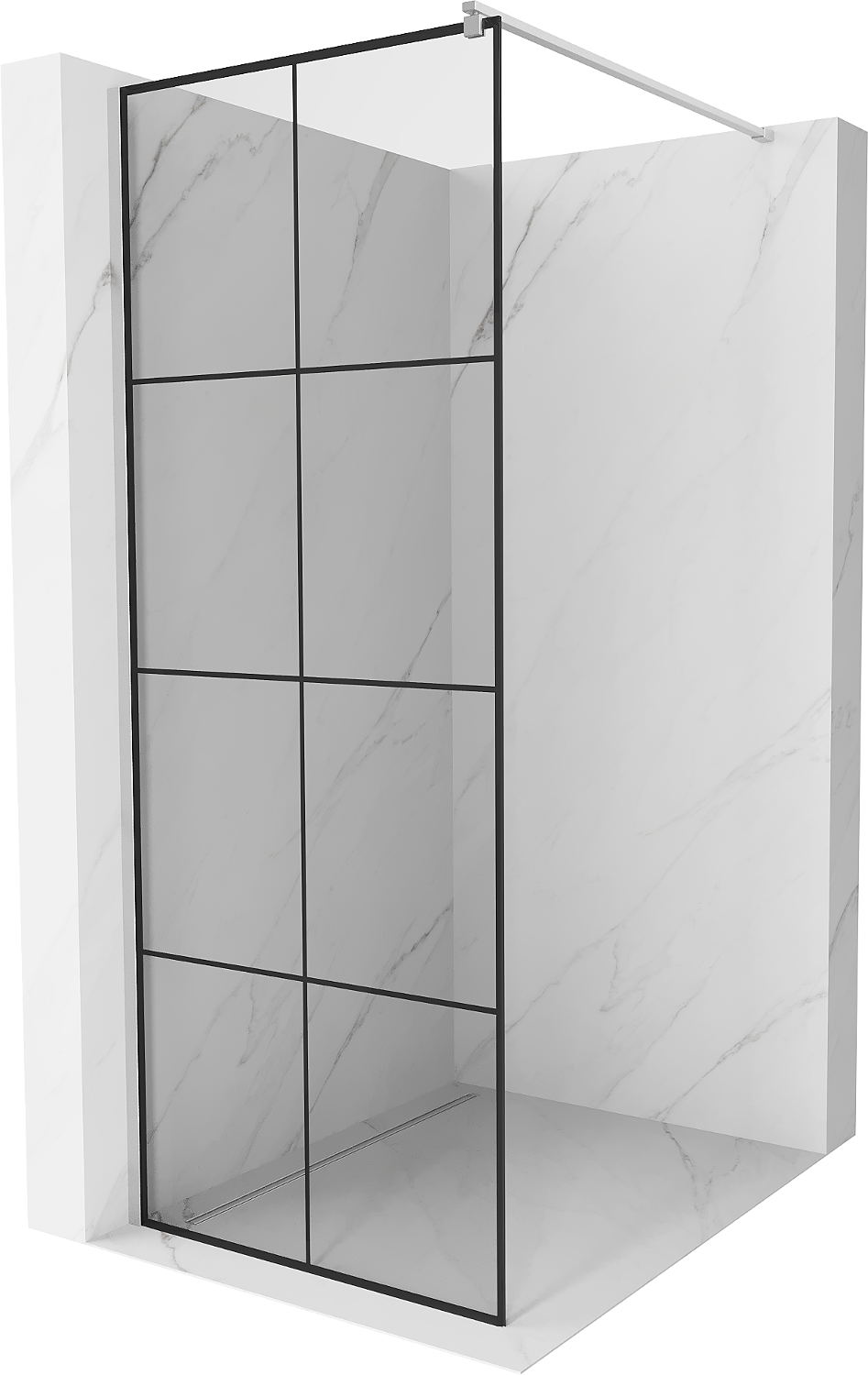 Mexen Kioto ścianka prysznicowa Walk-in 70 x 200 cm, czarna kratka 8 mm, chrom - 800-070-101-01-77
