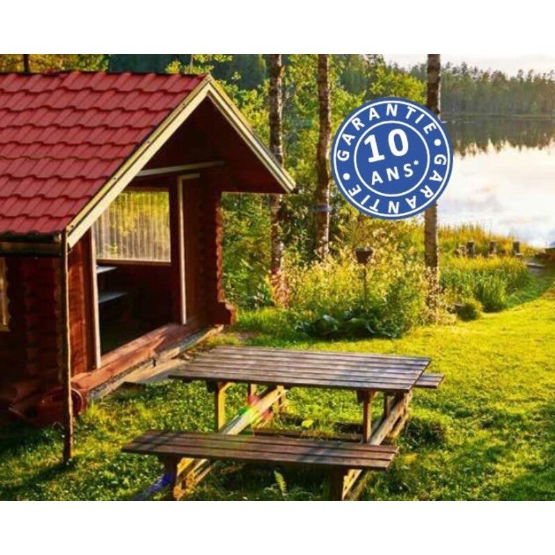 Panneau tuile facile 1030X950MM acier galvanisé granulé minéral - Brun rouge mat - Lg 950mm, Lg 1030mm - 2