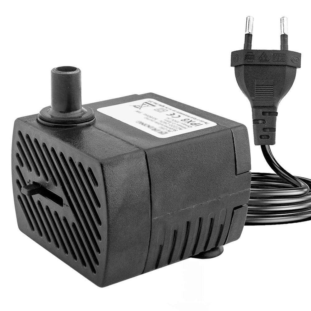 Mini pompa wodna (350 l/h, 5 W), ultra-cicha pompa akwariowa z piastą w pozycji górnej, przewód zasilający 1,5 m, 2 dysze, odpowiednia