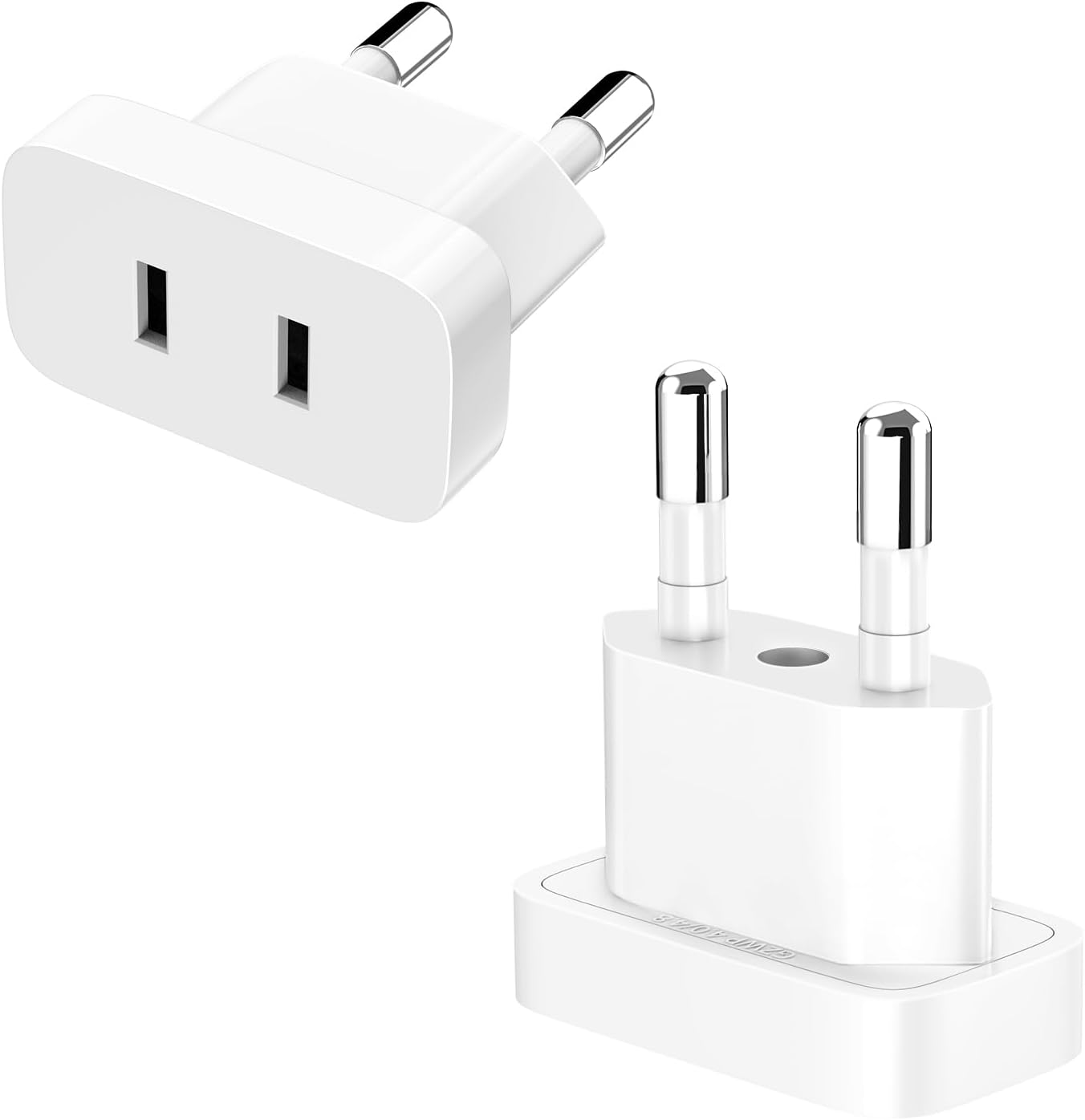 Zestaw 2 adapterów wtyczek europejskich, adapter wtyczki z USA do UE, adapter z Japonii do Niemiec, biały