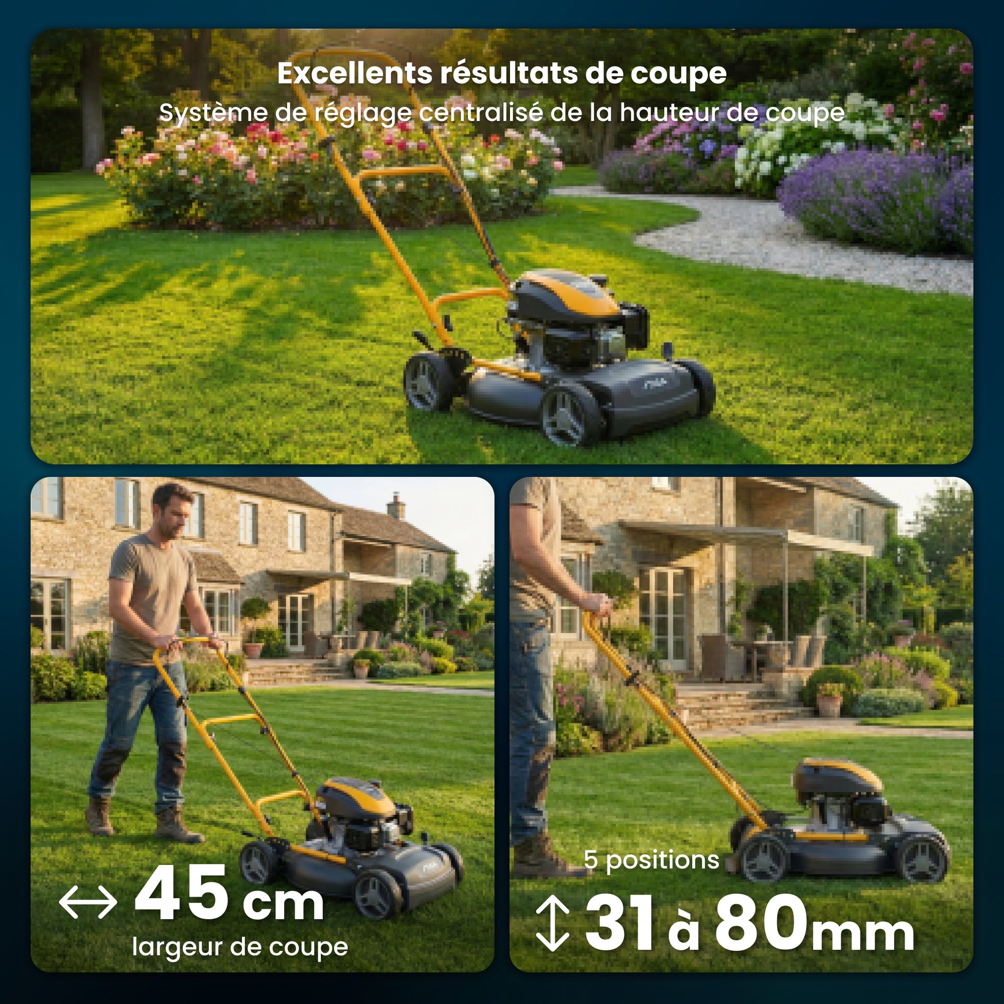 STIGA Multiclip 47 Tondeuse Thermique Poussée 123 cc 45 cm de Coupe Système Mulching Guidon Pliable - 4
