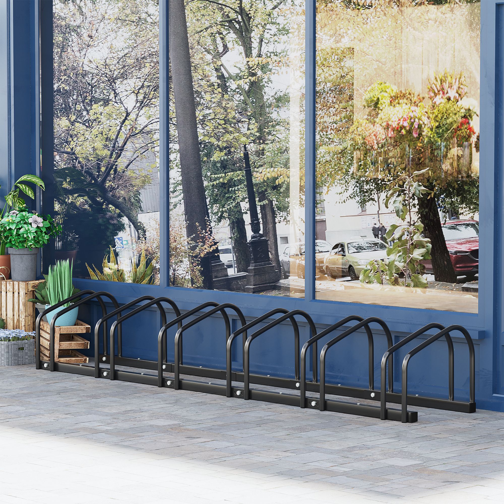 Homcom Aparcamiento Para 6 Bicicletas Soporte De Acero 179x33x27 Cm