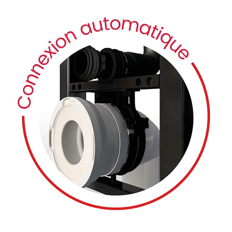 Pack WC Bâti universel Wirquin Pro + Cuvette COMPACT sans bride 49 cm + Plaque blanche - 7