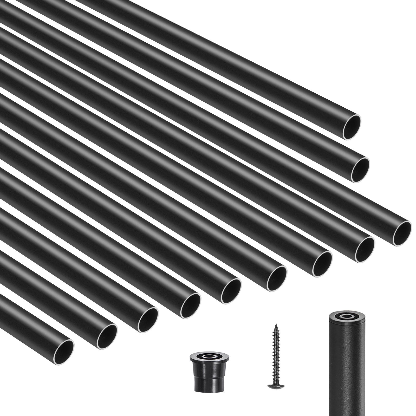 Balustres aluminio,succebuy 66 cm,paquete 101,varas metálicas impermeables 1,9 cm,tapones y tornillos para porche,terraza,escaleras negro
