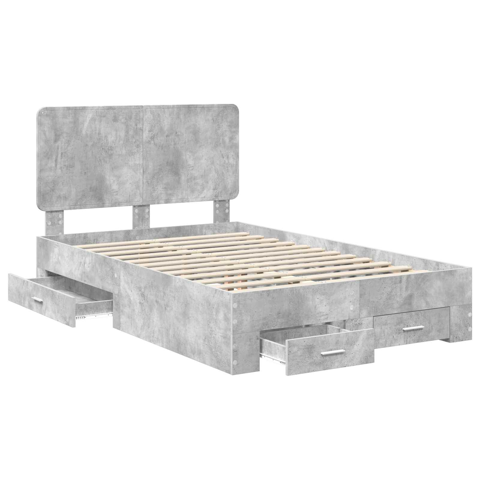 Cadre de lit gris béton 135 x 190 cm panneau de bois - 5