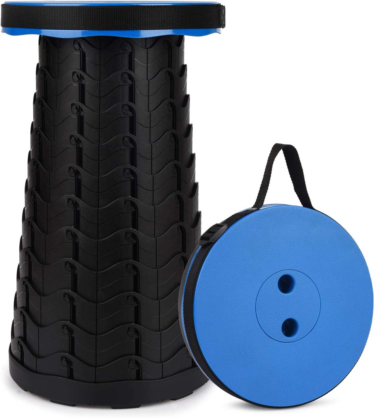 1 przenośny składany stołek do wędrówek, wędkowania, trekkingu, maksymalna waga: 210 kg (niebiesko-czarny)