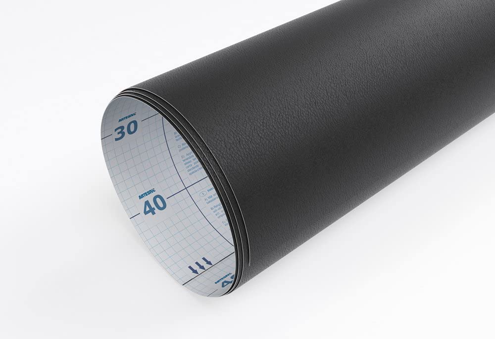 Artesive TEC-022 Cuir Noir largeur. 30 cm AU MÈTRE LINÉAIRE - Film adhésif effet cuir pour intérieur - 2