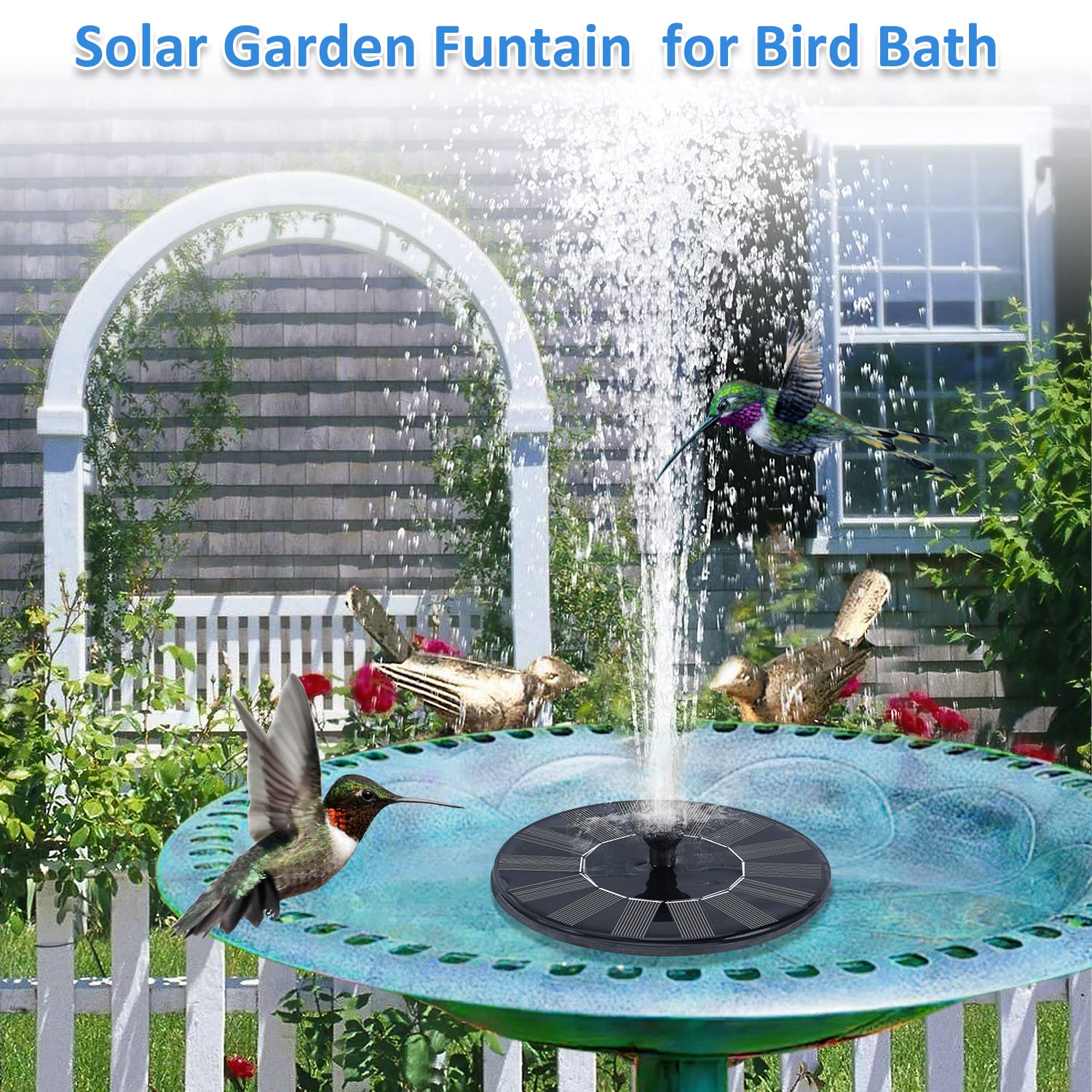 Fontaine solaire, fontaine de bain d'oiseaux solaire, pompe de fontaine flottante solaire, pompe à eau solaire pour jardin, étang, piscine, extérieur - 2