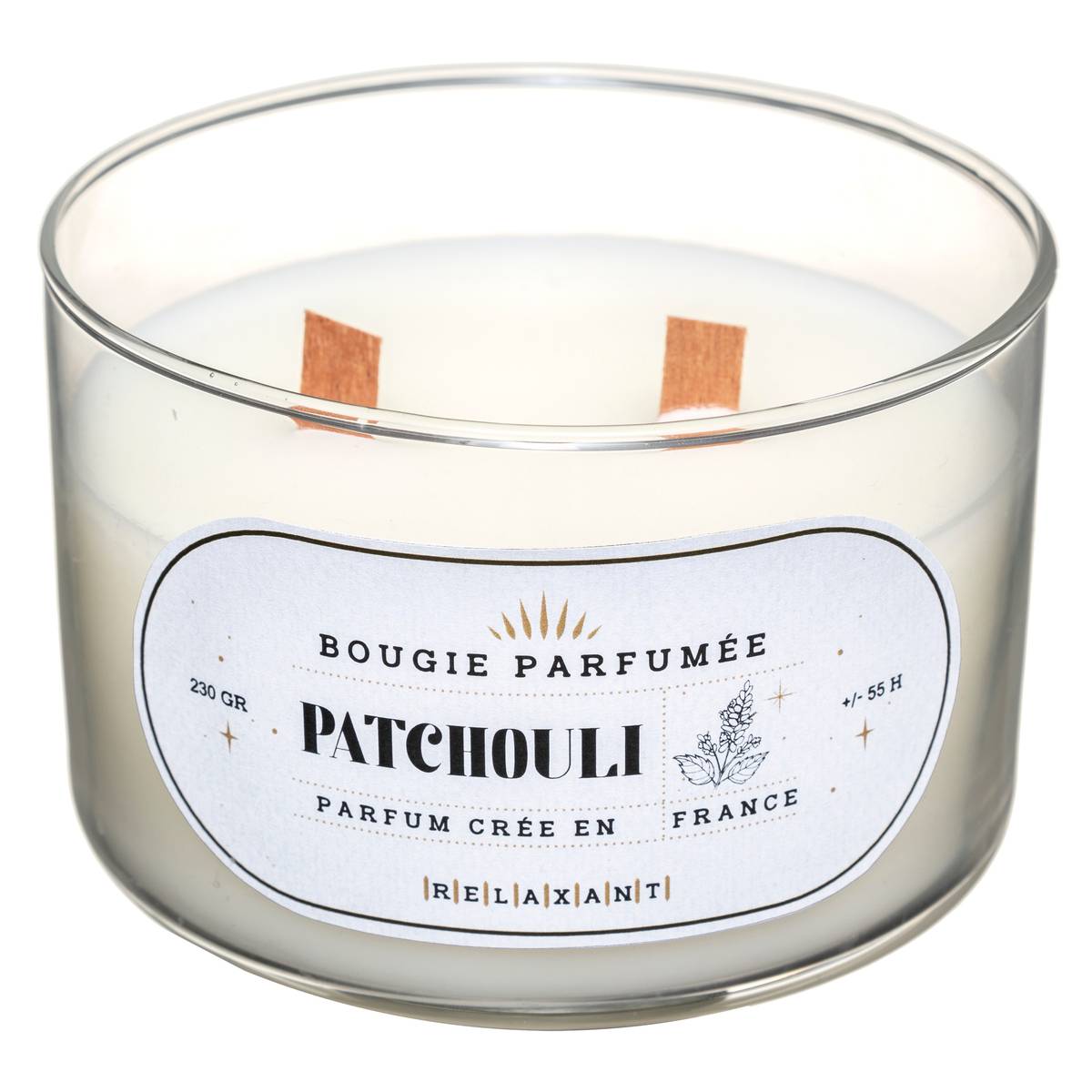 Bougie Parfumée Patchouli - Cire Végétale éco Responsable - Fabriquée En France - Durée 35h