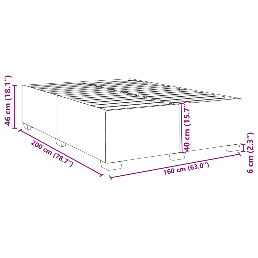 Cadre de lit sans matelas gris foncé 160 x 200 cm en velours - 9