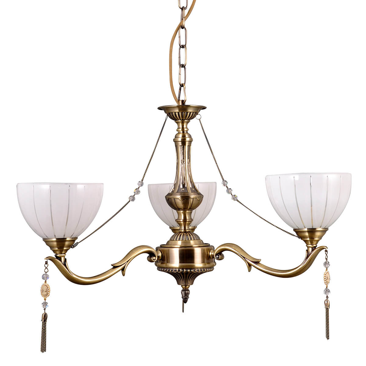 Lampa sufitowa wisząca Baxio złoto-biała 3xE27x60W wym: 34 x 55 x 55 cm szkło Italux - 4