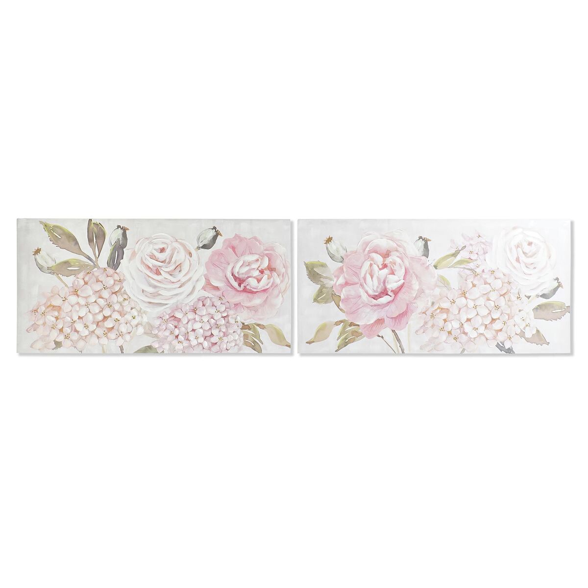 Cuadro dkd home decor 120 x 3 x 60 cm flores shabby chic (2 unidades)
