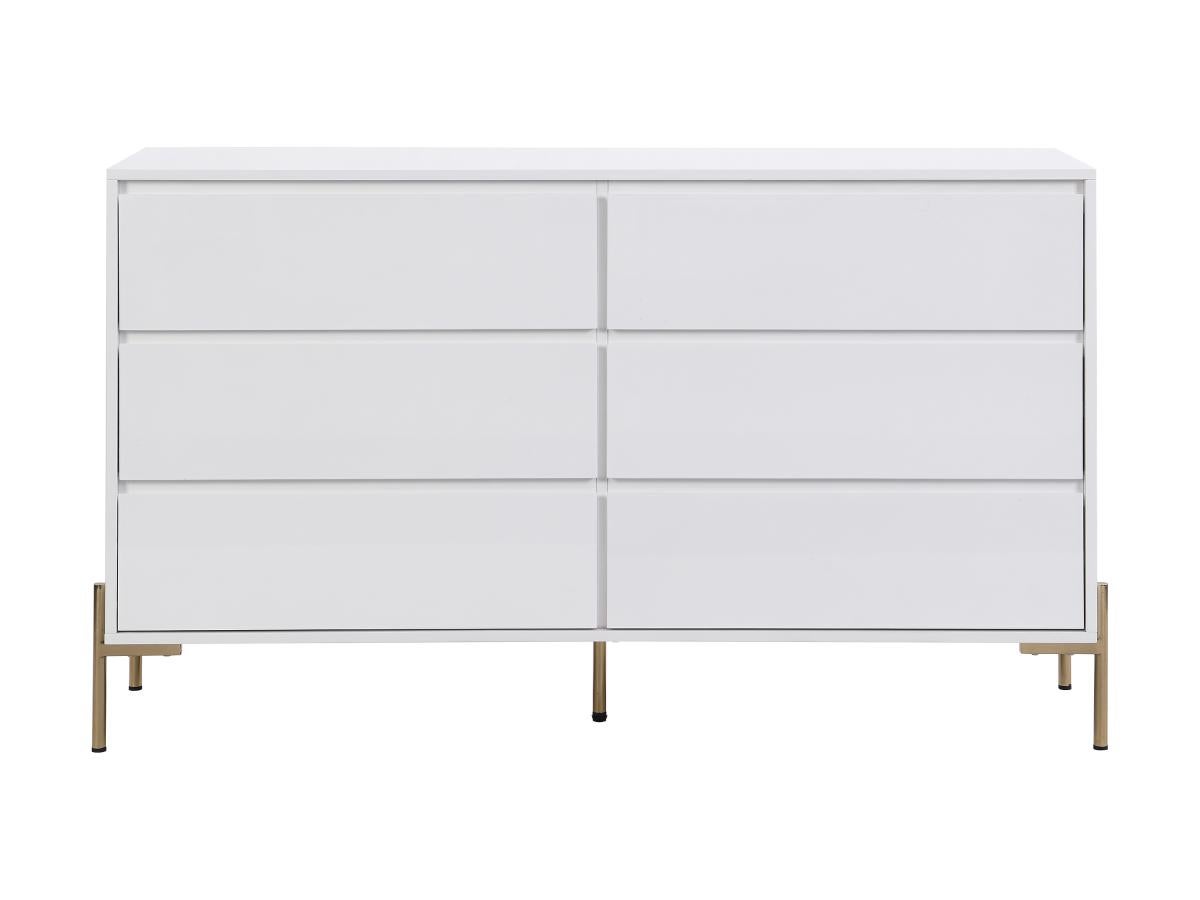 Commode 6 tiroirs - MDF et métal - Blanc laqué et doré - KORASA - 8