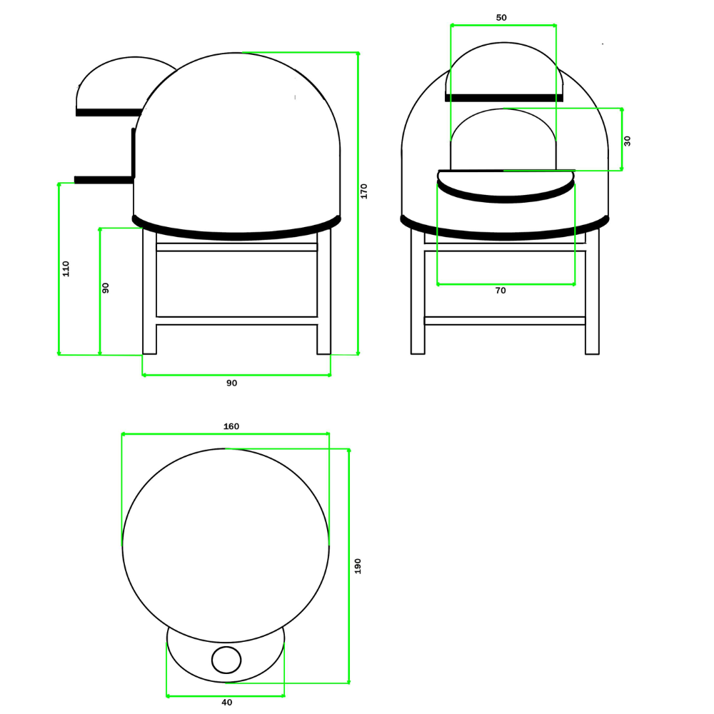 Forno a legna artigianale rivestimento mosaico cotto beige pizza linea wave *** misura : � 130 cm - 2