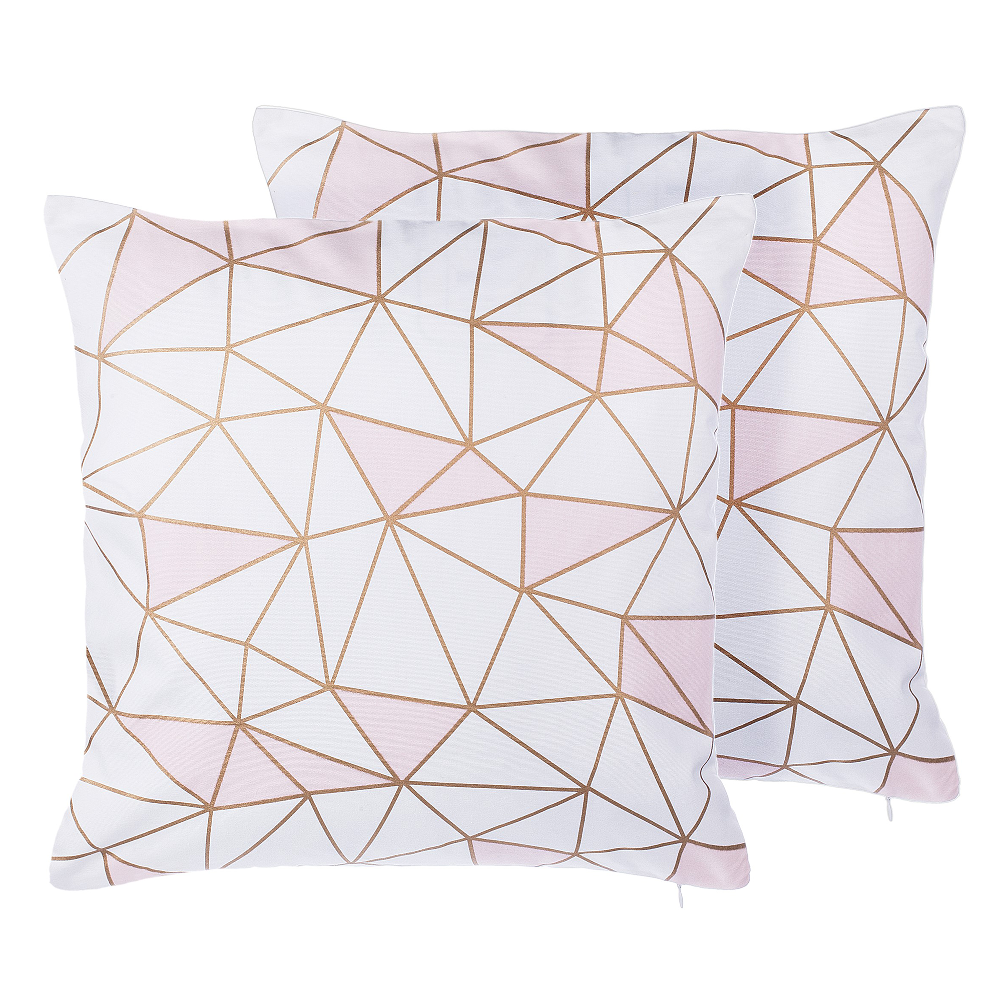 Beliani conjunto de 2 cojines clarkia algodón 45 x 45 cm geométrico rosa