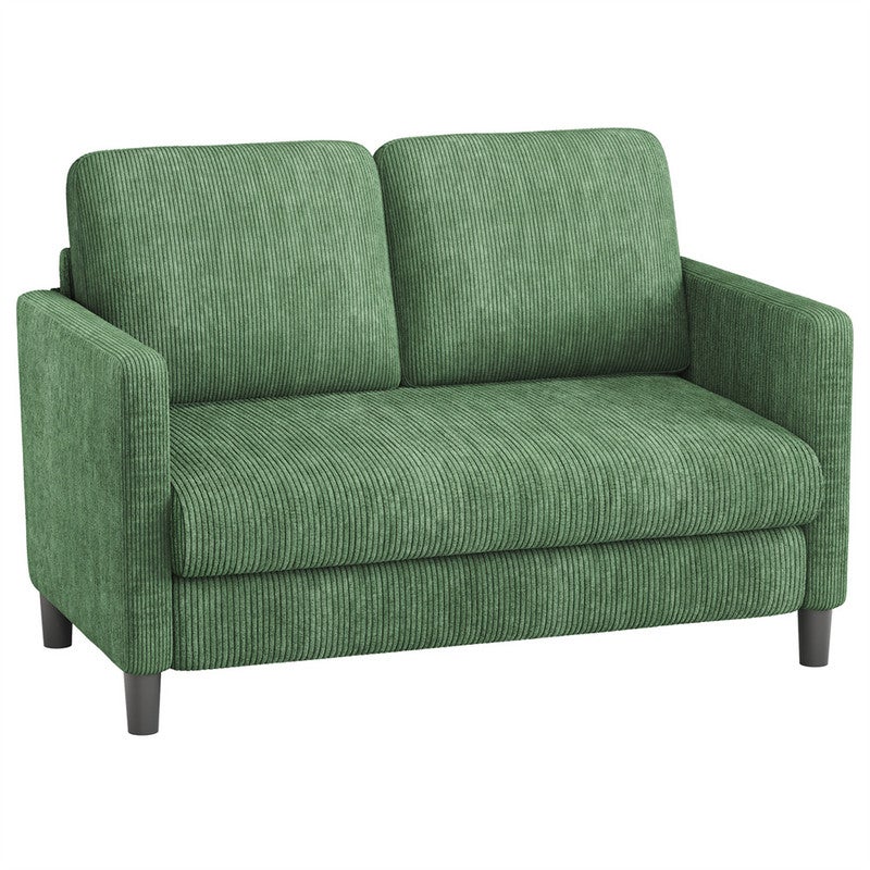 DRIPEX Mini Canapé 2 places en Velours Côtelé Vert,Petit canapé 129×78×89cm avec 2 dossiers pour le salon,chambre à coucher - 2
