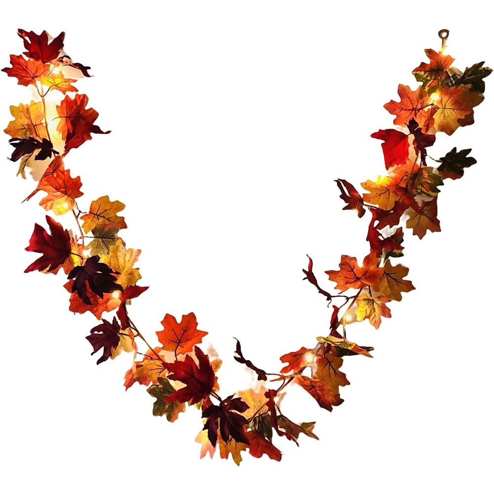 Jesienne wianki LED na drzwi wejściowe, sztuczna jesienna girlanda, dekoracja na Święto Dziękczynienia, świąteczna girlanda, wodoodporna