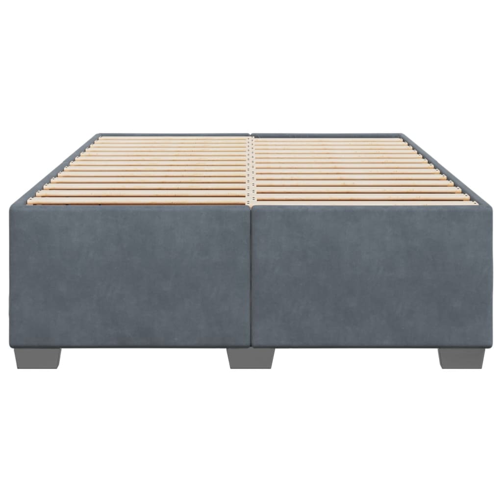 Cadre de lit sans matelas gris foncé 160 x 200 cm en velours - 4