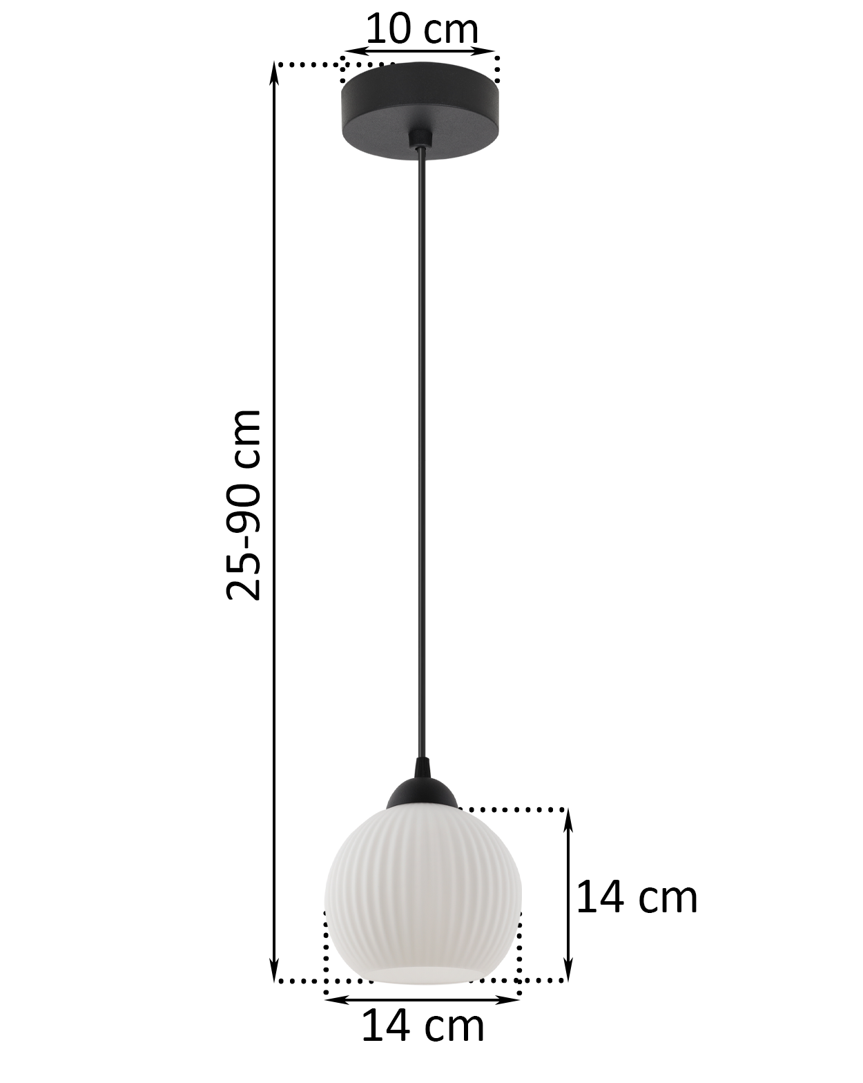 Lampa sufitowa wisząca Riffle loft 1xE27 klosz kula czarna/biała Light Home LH - 6