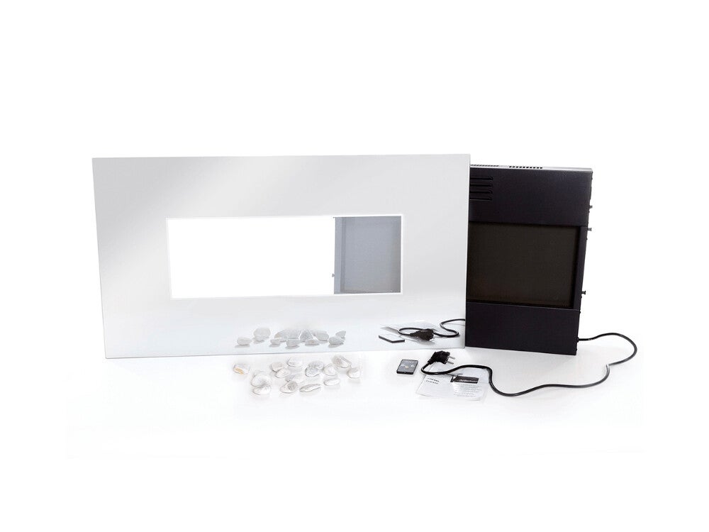 Cheminée électrique en verre trempé effet miroir avec télécommande - 8