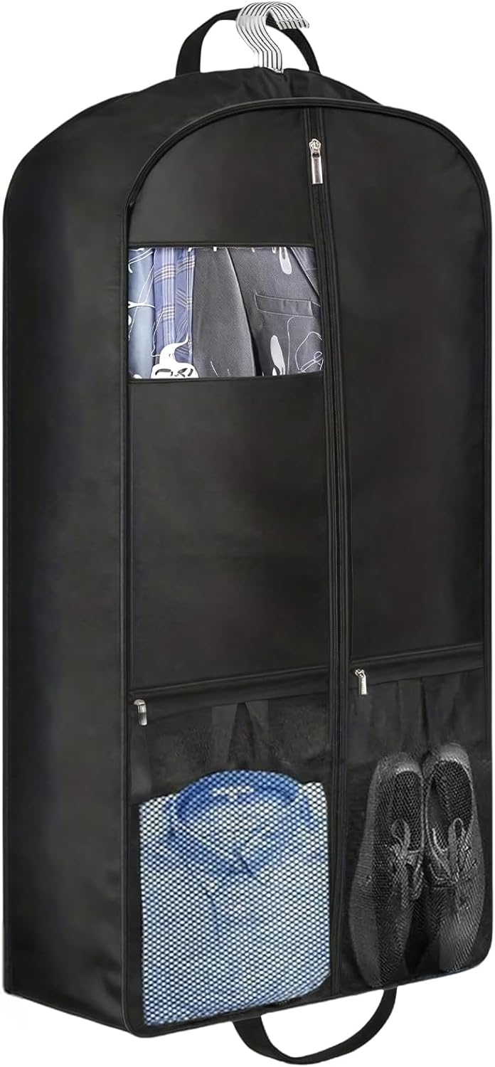 Pokrowce na ubrania, 60*15*108 cm, wiszący pokrowiec na płaszcz z wieloma kieszeniami, pokrowiec na kombinezon chroniący przed kurzem i wilgocią, z za