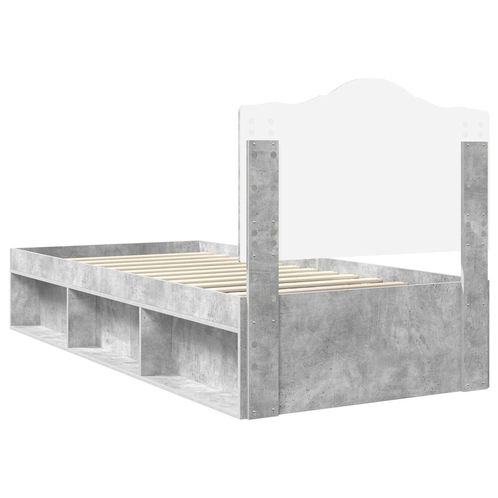 Cadre de lit avec tête de lit en pin massif gris béton pour la chambre, 75 × 190 cm - 9