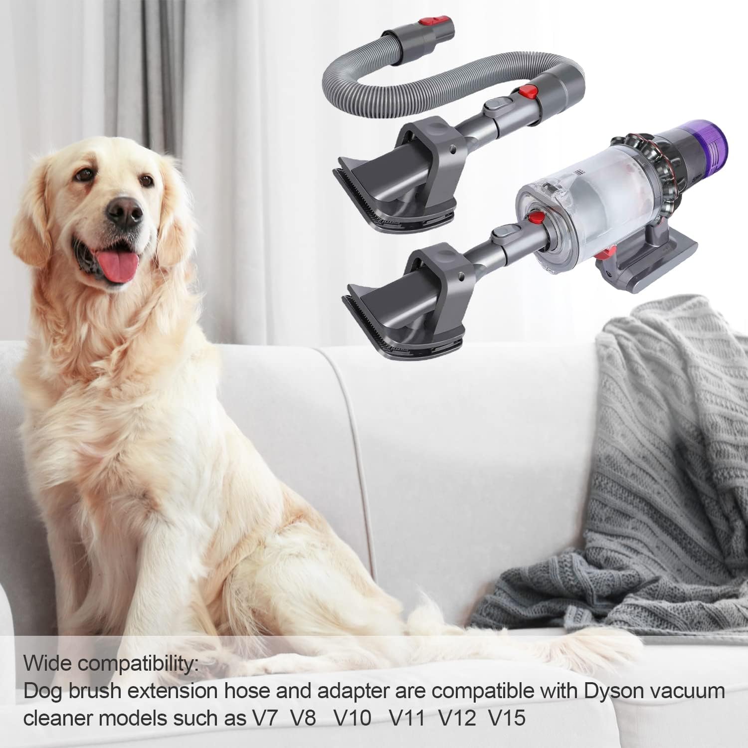 Brosse Aspirateur Chien pour Dyson, Brosse à Poils D'animaux, avec Extension Tuyau et Verrou de Gâchette, pour Dyson V7 V8 V10 V11 V12 V15 - 3