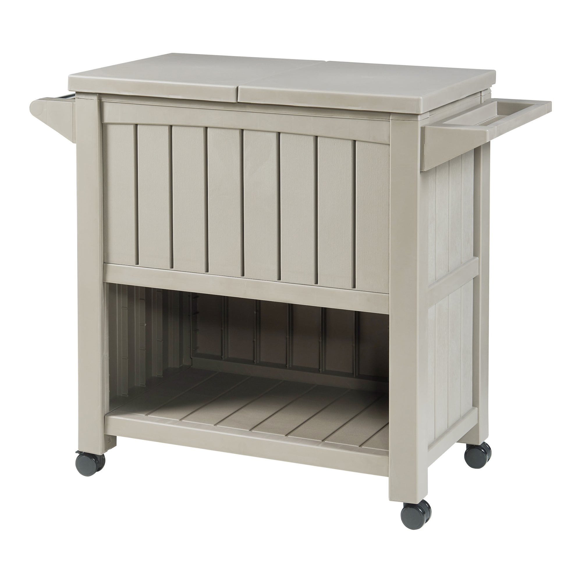 Chariot de service avec glacière Arsita 102 x 47 x 87 cm beige aspect bois casa.pro - 3