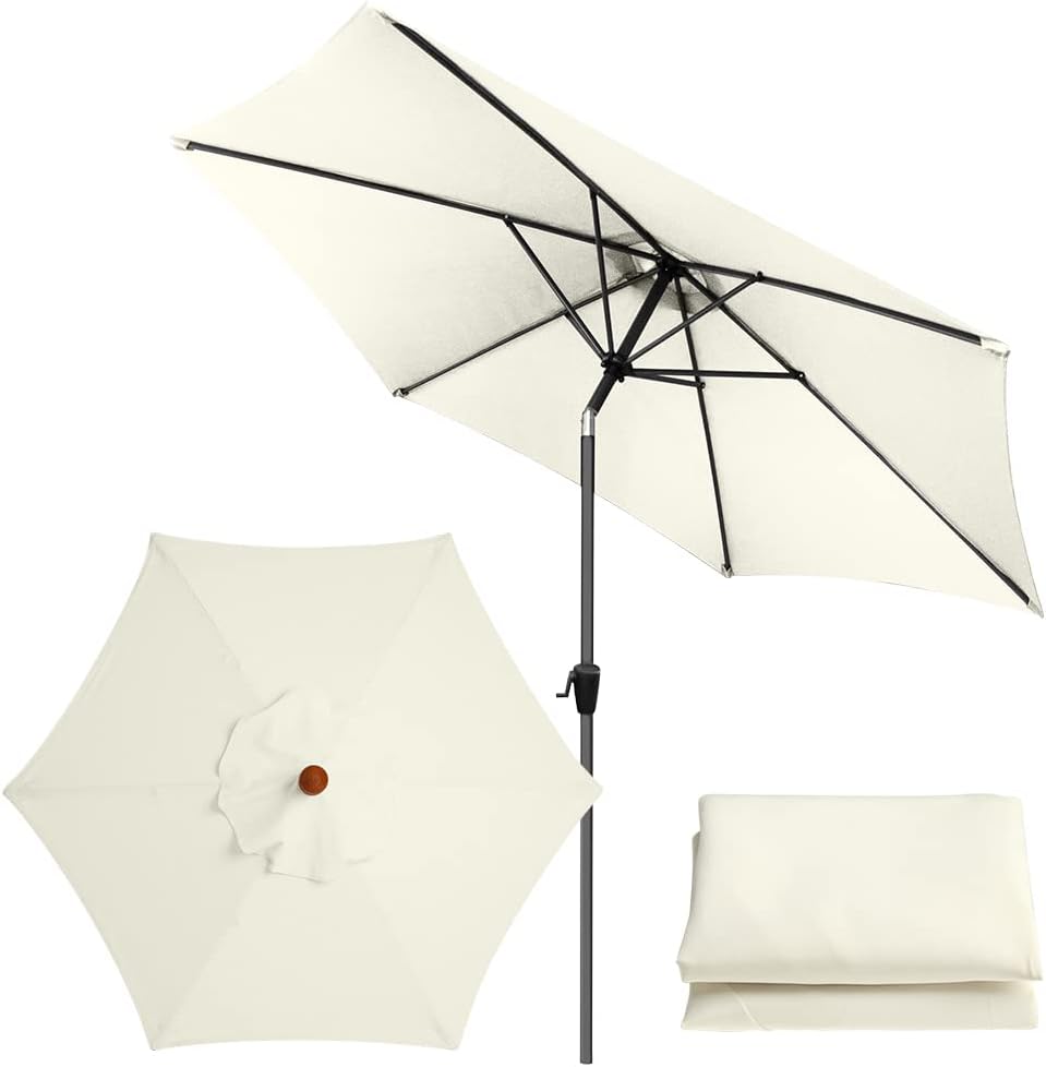 6-żebrowy daszek parasola ogrodowego, wymienny, tkanina poliestrowa (250 cm, biały)