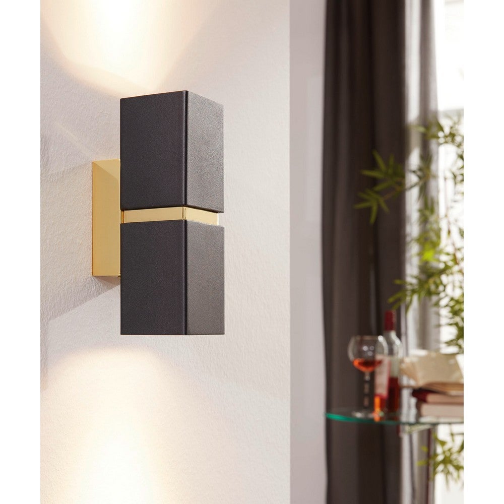 Aplique de Pared Eglo Passa Negro 2 Bombillas GU10 5,5cm - 6