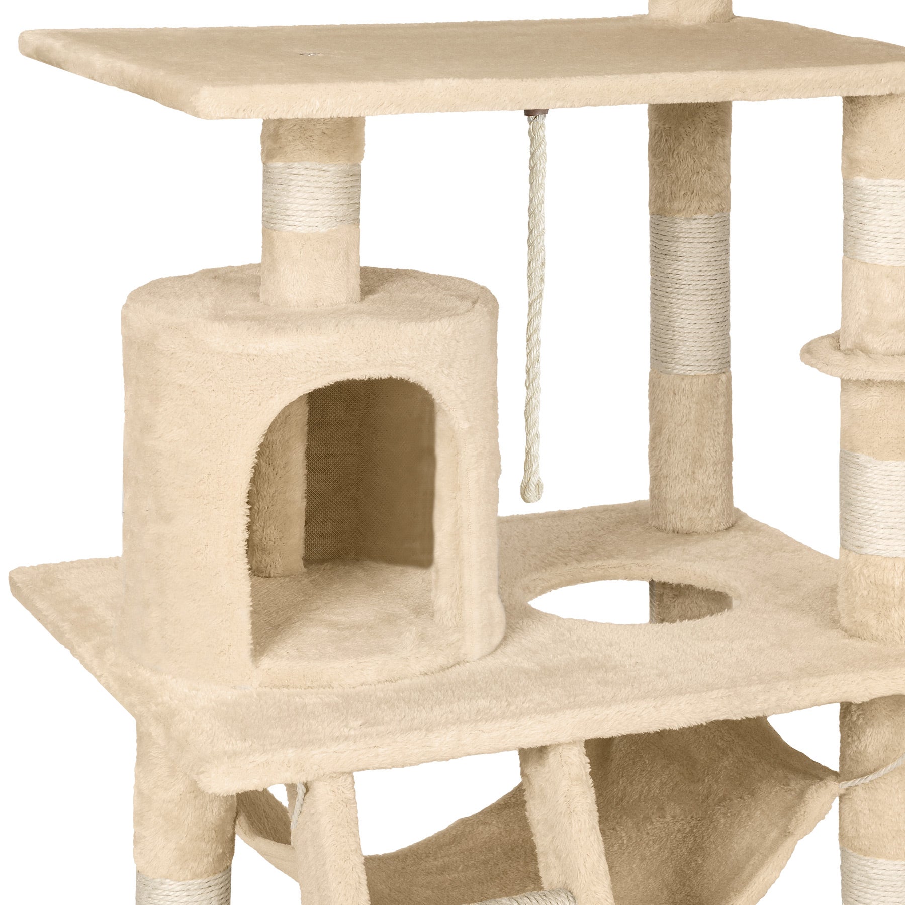 Arbre à chat en sisal avec griffoir, cordelette de jeu, hamac et système anti-basculement 86 x 49 x 141 cm TECTAKE - 8