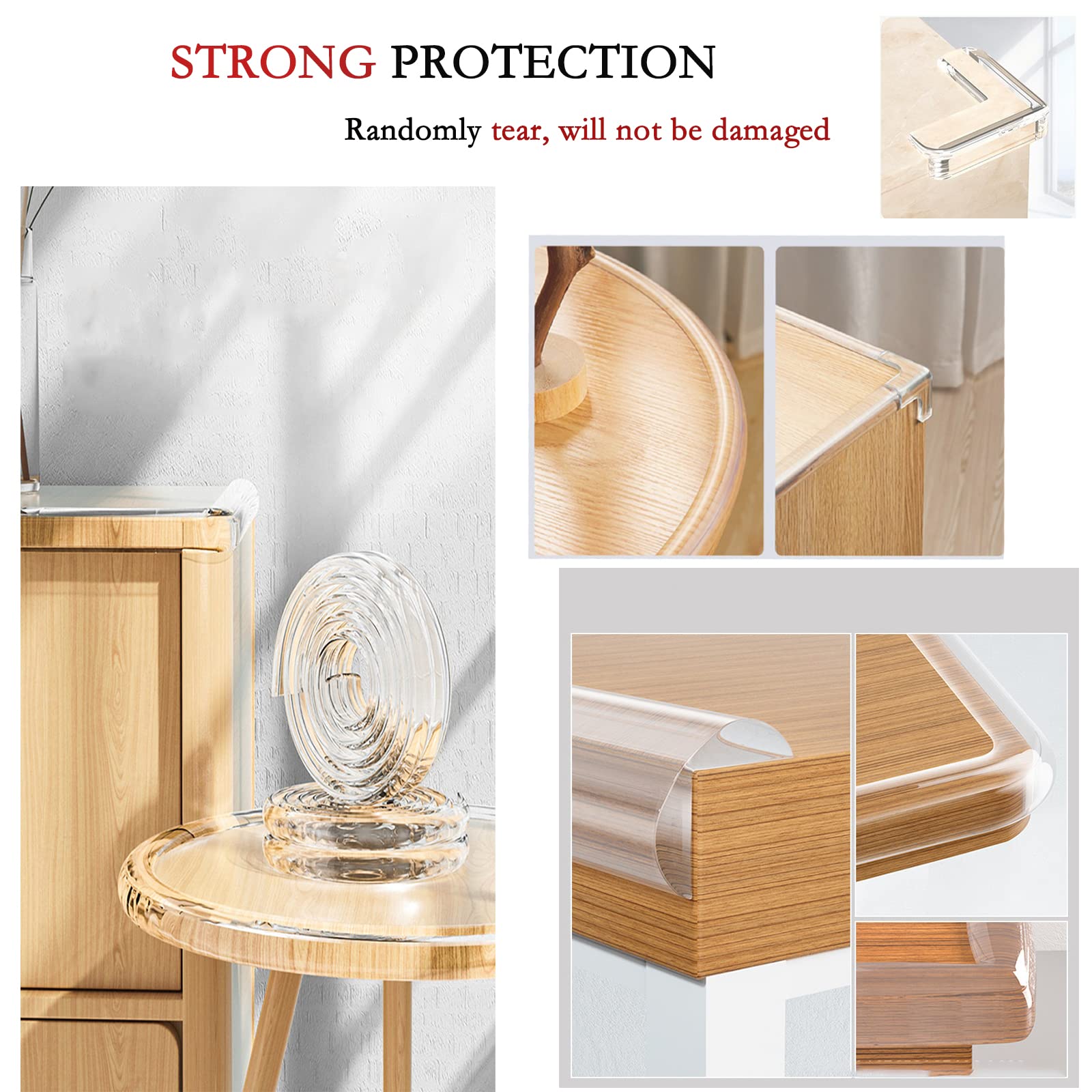 Protections Coin de Table pour Bébé, 4Mètres Protection des Bords de Meubles, Pré-adhésif Protection Table Transparent Pré-adhésif PVC Protecteur - 5