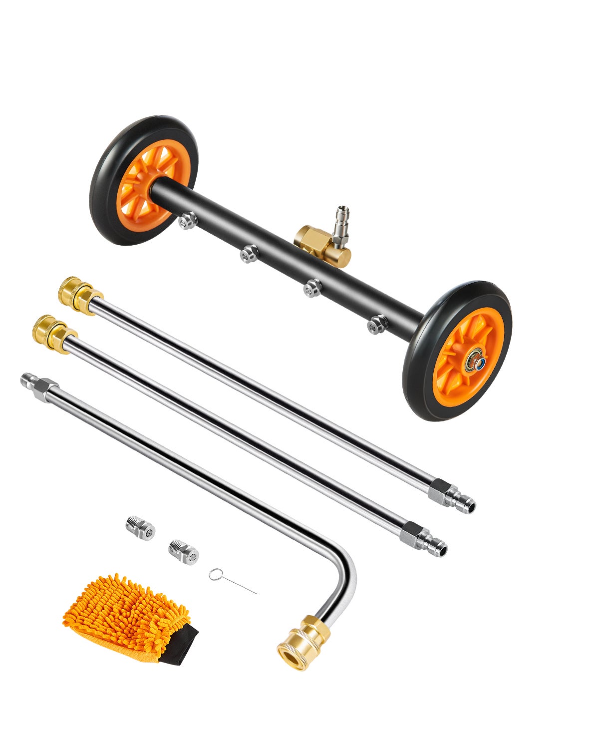 Myjka wysokociśnieniowa 415 mm do czyszczenia podwozia, 2 koła, 2 przedłużone końcówki VEVOR