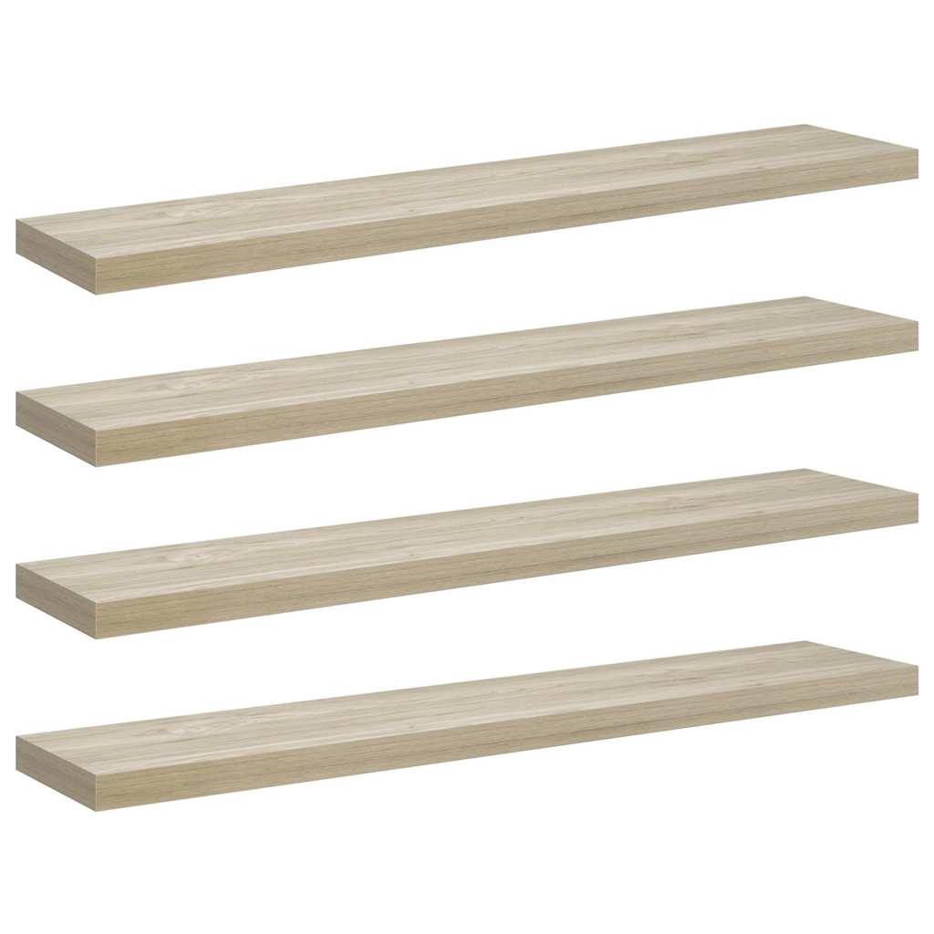 Lot de 4 étagères murales - Fixation invisible - MDF et métal - Chêne ...