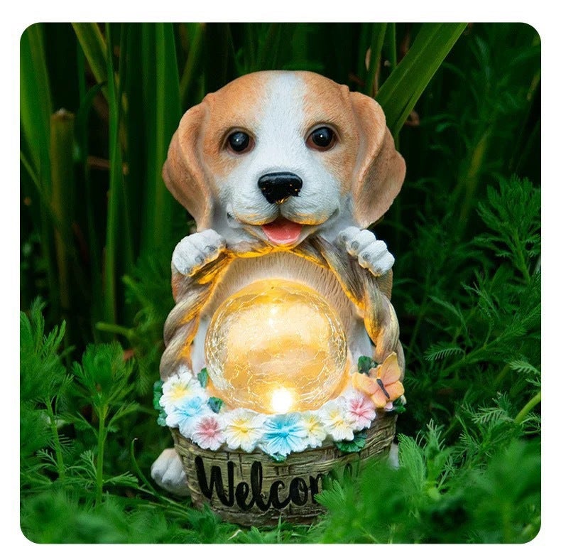 Figurine de chien en résine pour décoration de jardin - VGEBY - 15x29cm - Blanc - Jardin