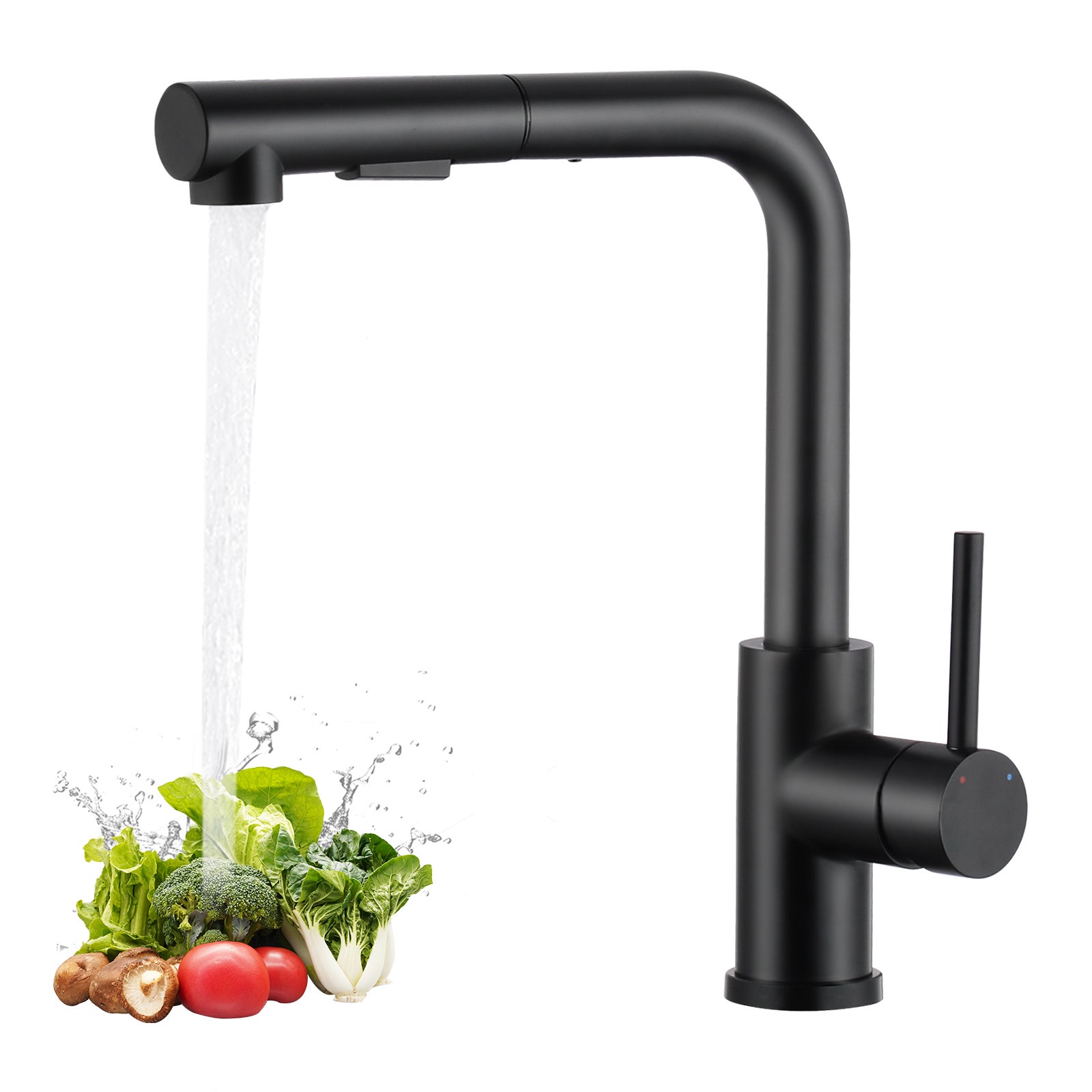 LOVHAUS Bateria Kuchenna z Wyciąganą, Czarną, Obrotową w Zakresie 360° Baterią Zlewozmywakową Wykonaną ze Stali Nierdzewnej 304