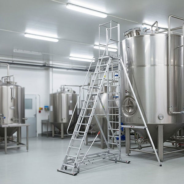 Escabeau roulant de 16 marches - Hauteur de travail maximale de 5.50m - 19615EL12B - 6