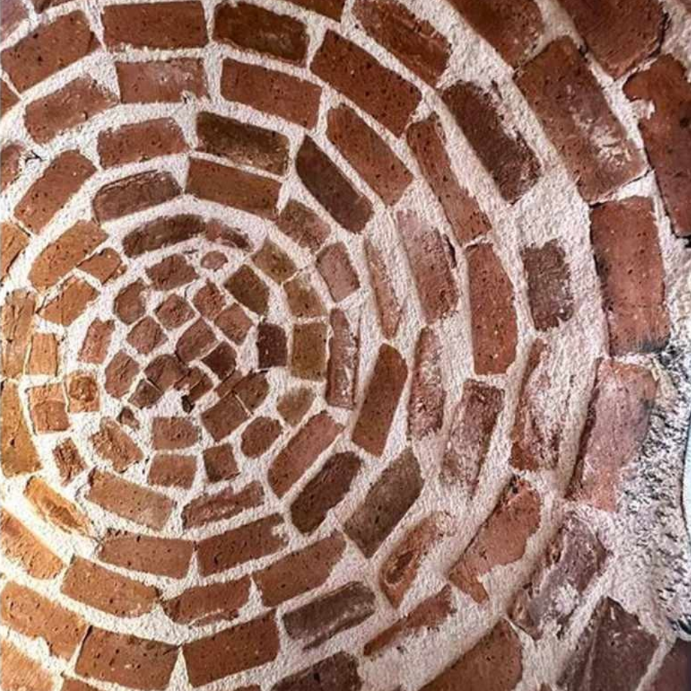 Forno a legna artigianale rivestimento mosaico cotto beige pizza linea wave *** misura : � 80 cm - 5