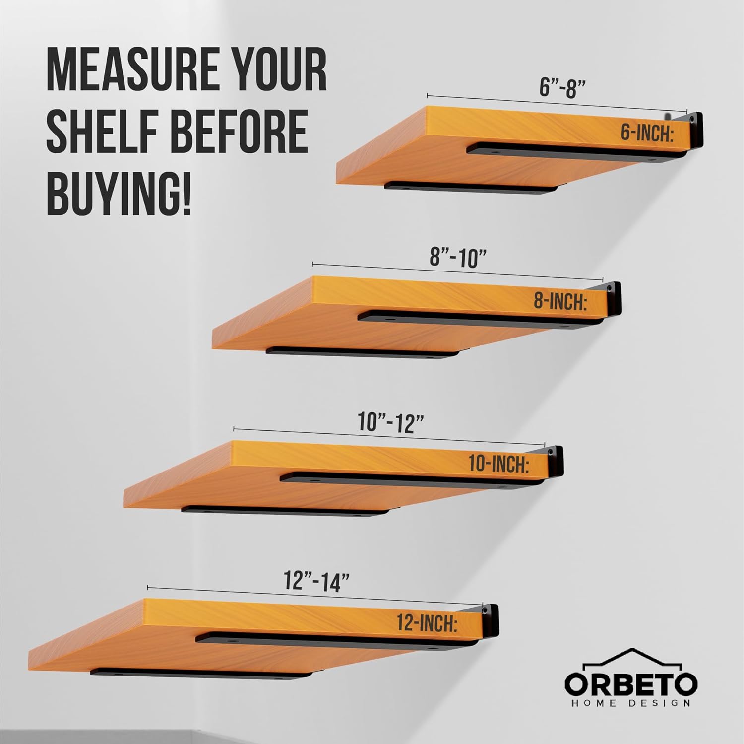 Supports d'étagère robustes (25 cm) en métal noir (épaisseur 5 mm), lot de 2, plus de 72 kg - 9