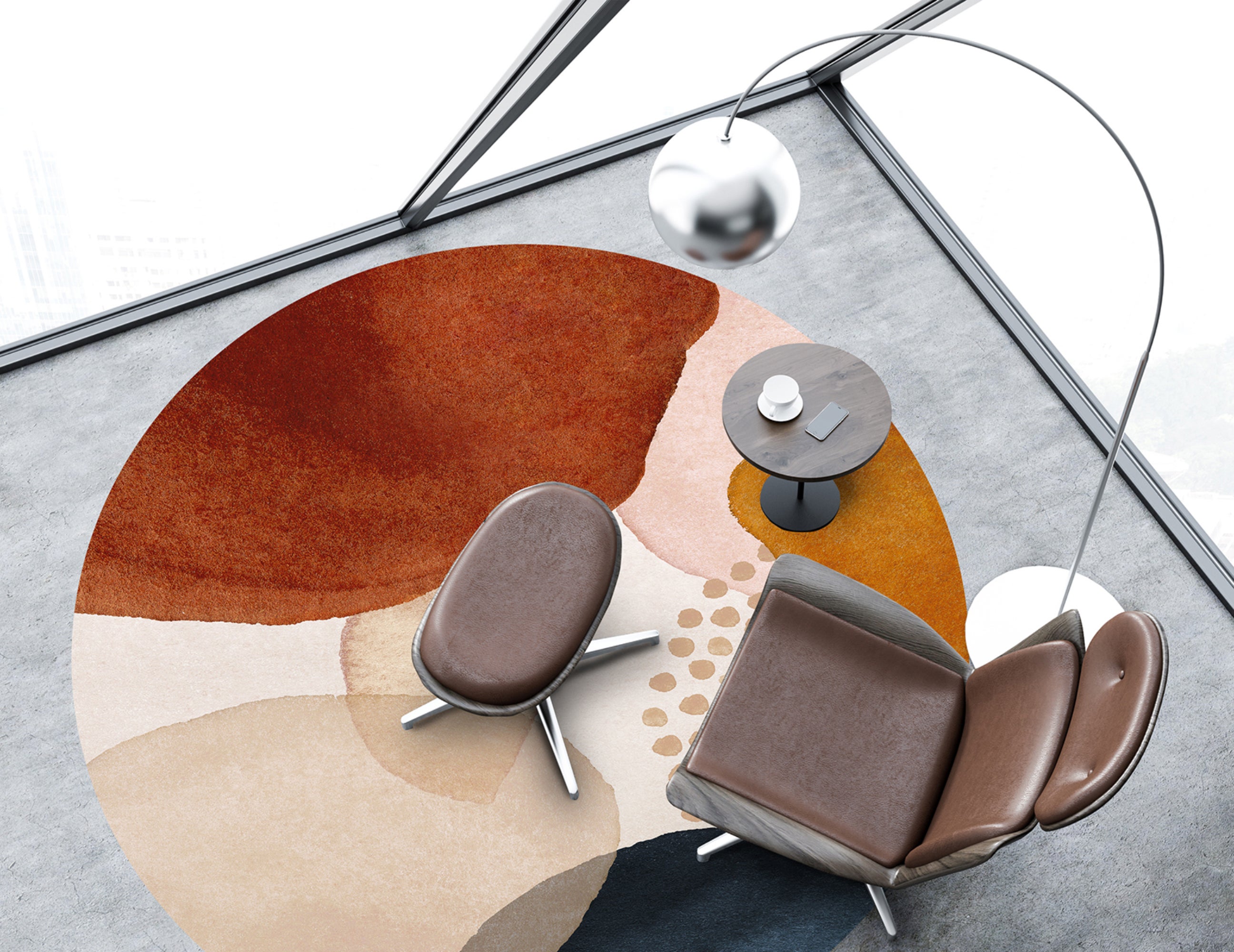 Tappeto antiscivolo in vinile, Anoushka [Diam] 200 cm - PVC stampato, lavabile, ignifugo, per salotto e cucina, stile moderno - 6