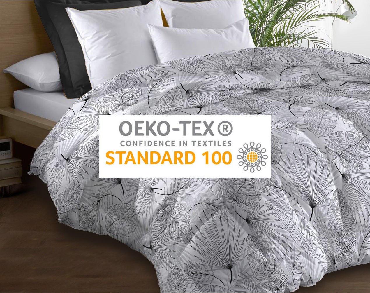 Couette microfibre 220x240 - Imprimée double-face - 550 grs/m2 - Olinda gris - 4