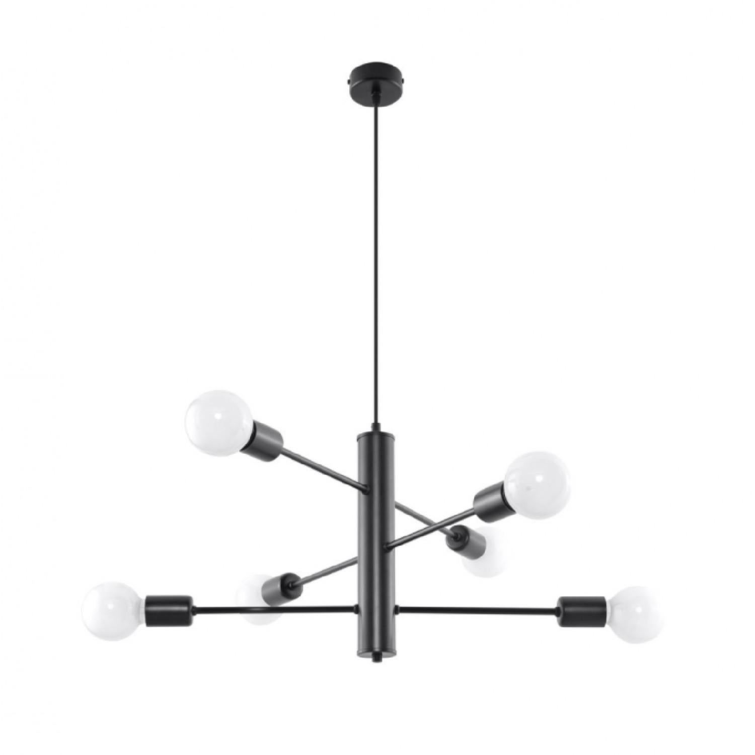 Lampa wisząca Duomo czarna 6xE27x60W wym: 85 x 60 x 60 cm metal Sollux Lighting