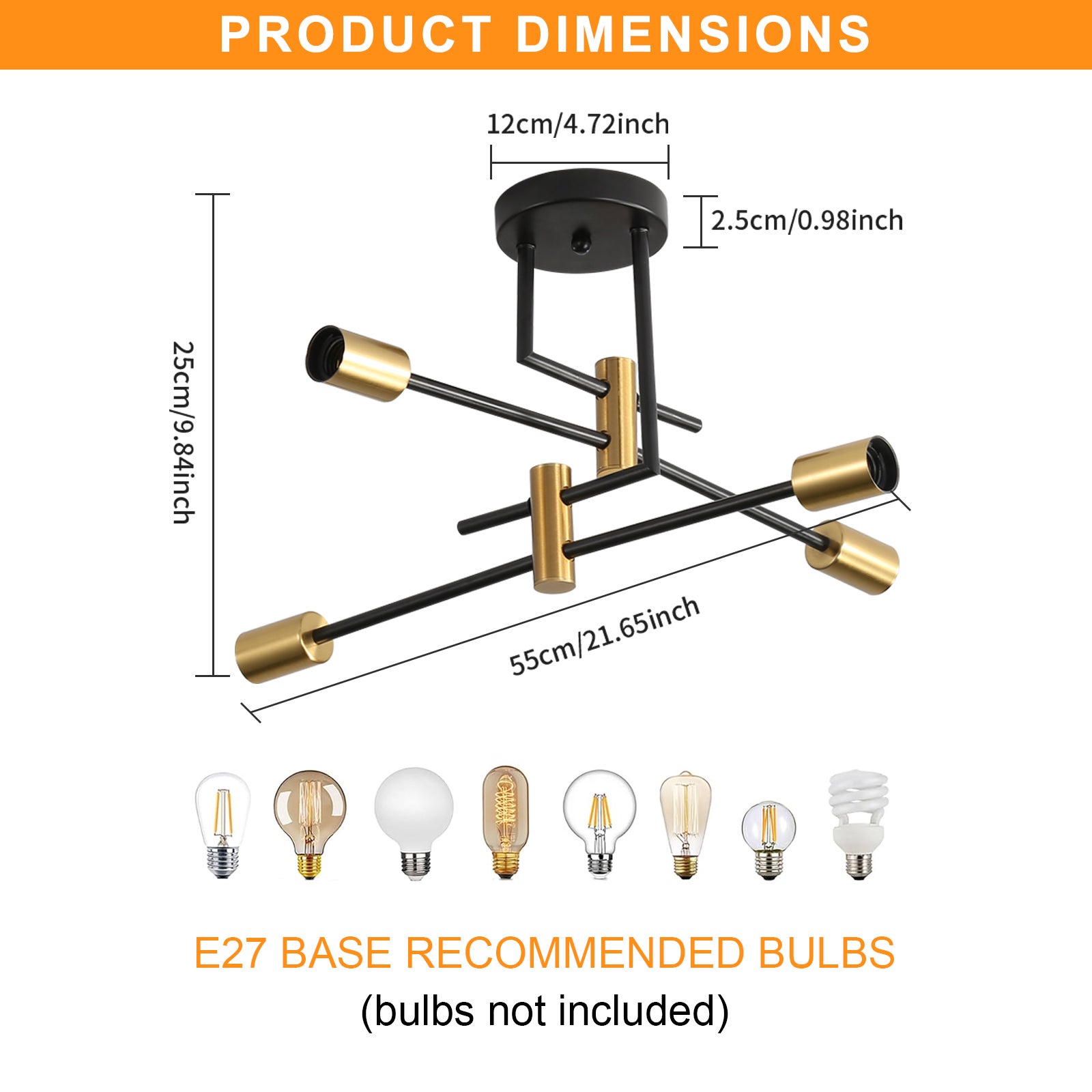 COMELY Plafón Industrial Vintage de 4 Luces E27, Lámpara de Techo de Diseño en Metal Negro para Salón y Comedor - 2